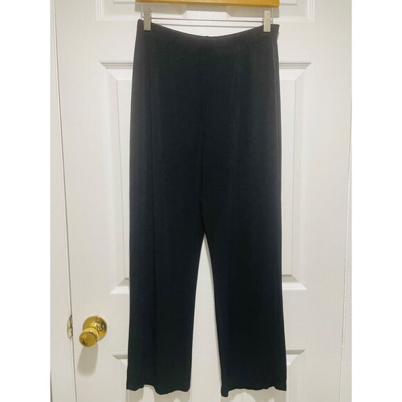Chicos Travelers Black Wide Leg Acetate Palazzo Pant Women’s Size 1 Slinky - Picture 1 of 2